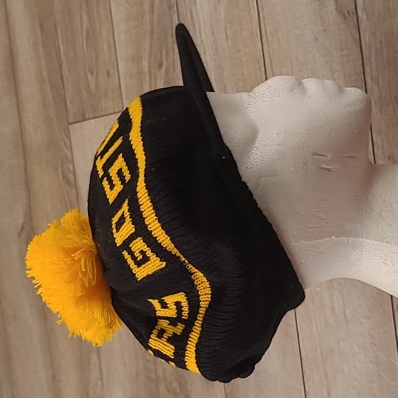 RARE Vintage Pittsburgh Steelers Winter Hat Beanie Knit Cap Pom Tam Beret Unisex - Picture 2 of 9